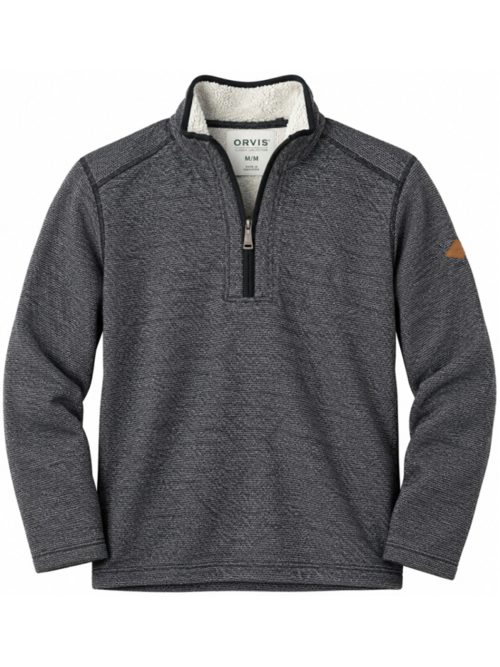 Orvis Classic Collection Men’s Gray Sherpa Fleece Lined 1/4 Zip Pullover Sz M - Picture 2 of 10